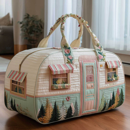 🔥LAST DAY 50% OFF✨🏕️ Vintage Camper Quilted Duffle Bag | Whimsical Retro Travel Companion