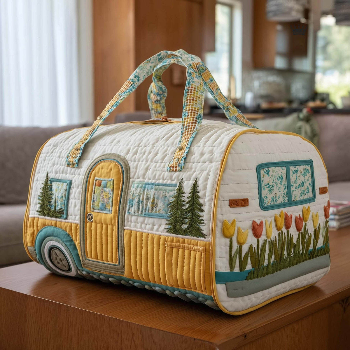 🔥LAST DAY 50% OFF✨🏕️ Vintage Camper Quilted Duffle Bag | Whimsical Retro Travel Companion