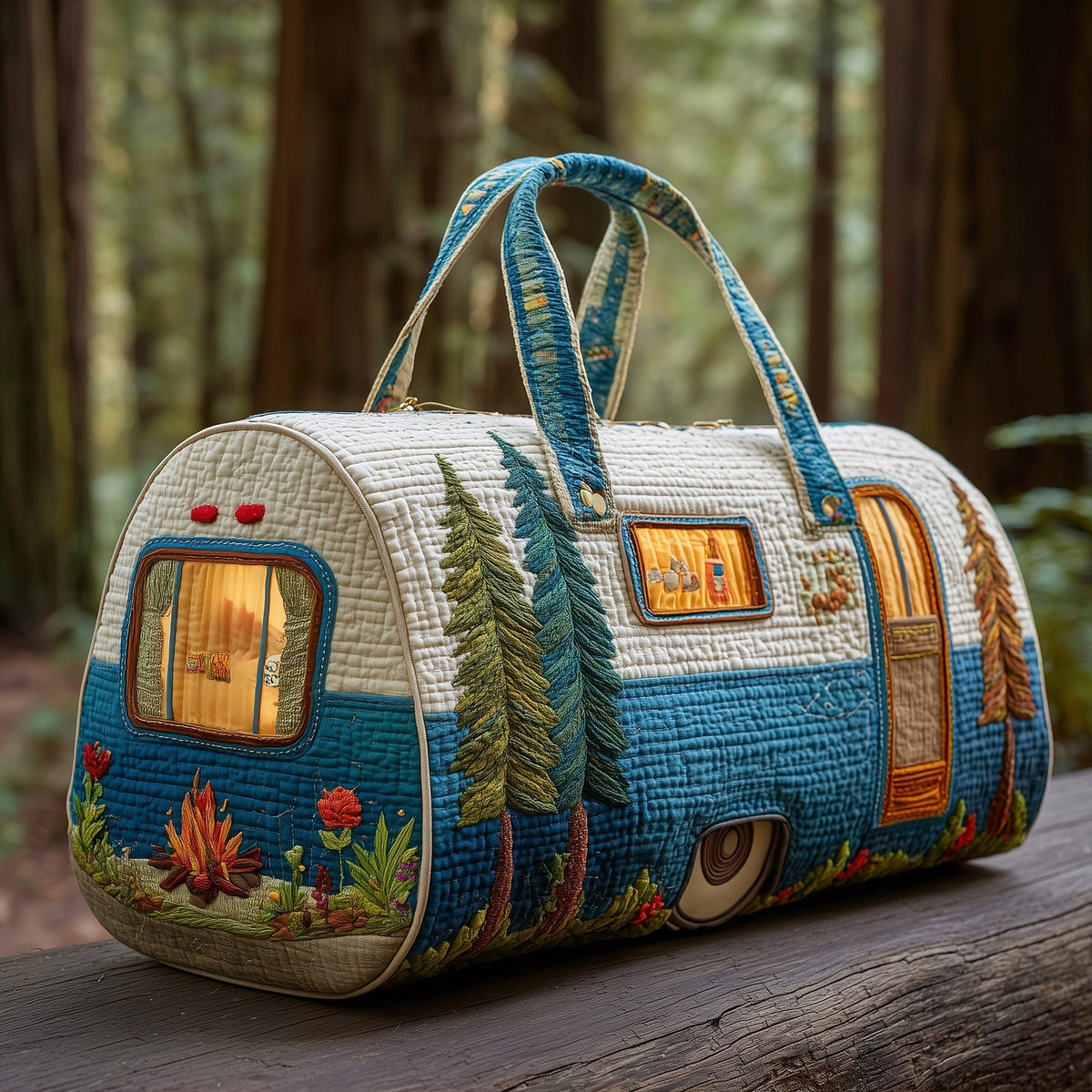🔥LAST DAY 50% OFF✨🏕️ Vintage Camper Quilted Duffle Bag | Whimsical Retro Travel Companion