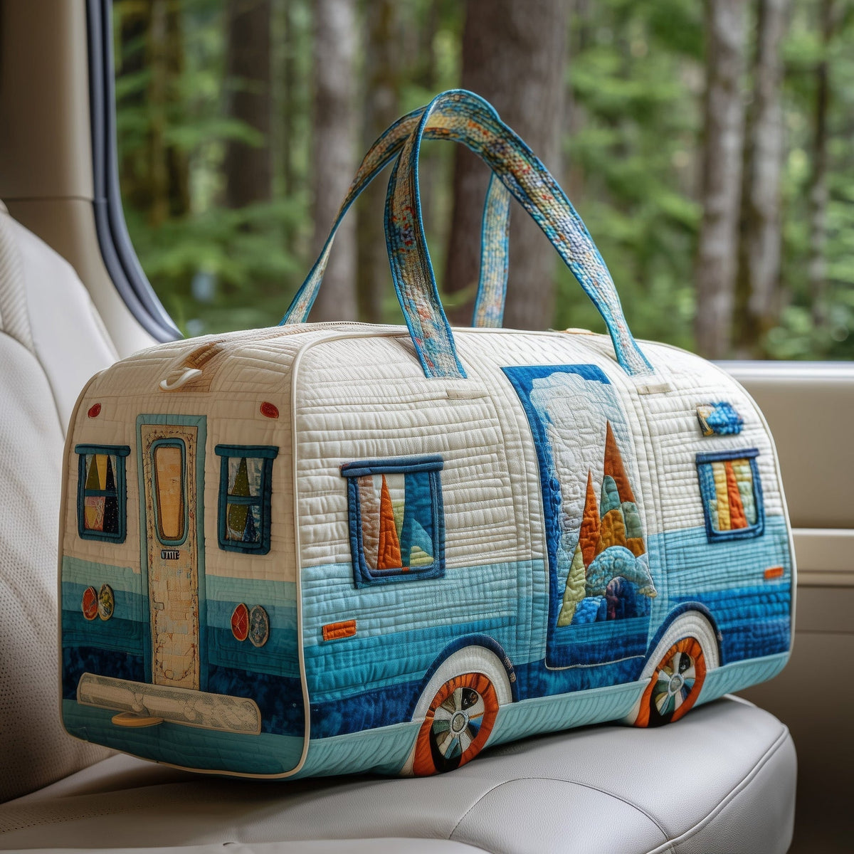 🔥LAST DAY 50% OFF✨🏕️ Vintage Camper Quilted Duffle Bag | Whimsical Retro Travel Companion