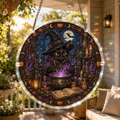 👻Halloween Acrylic Jigsaw Puzzle Suncatcher - Gothic Haunted House & Moon