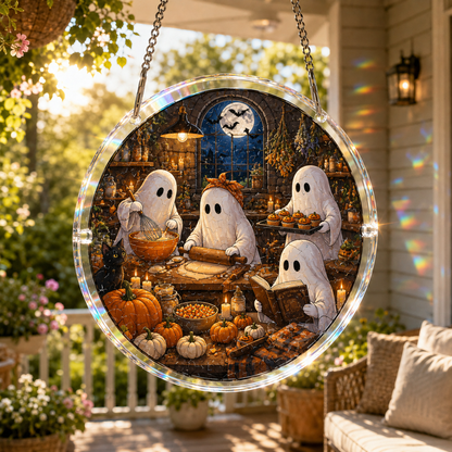 👻Halloween Acrylic Jigsaw Puzzle Suncatcher - Gothic Haunted House & Moon