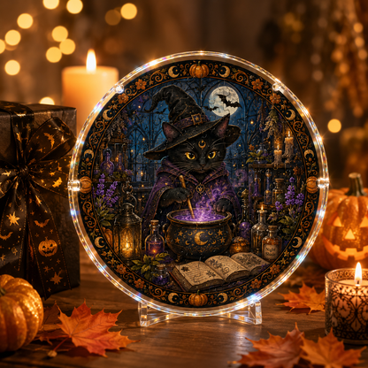 👻Halloween Acrylic Jigsaw Puzzle Suncatcher - Gothic Haunted House & Moon