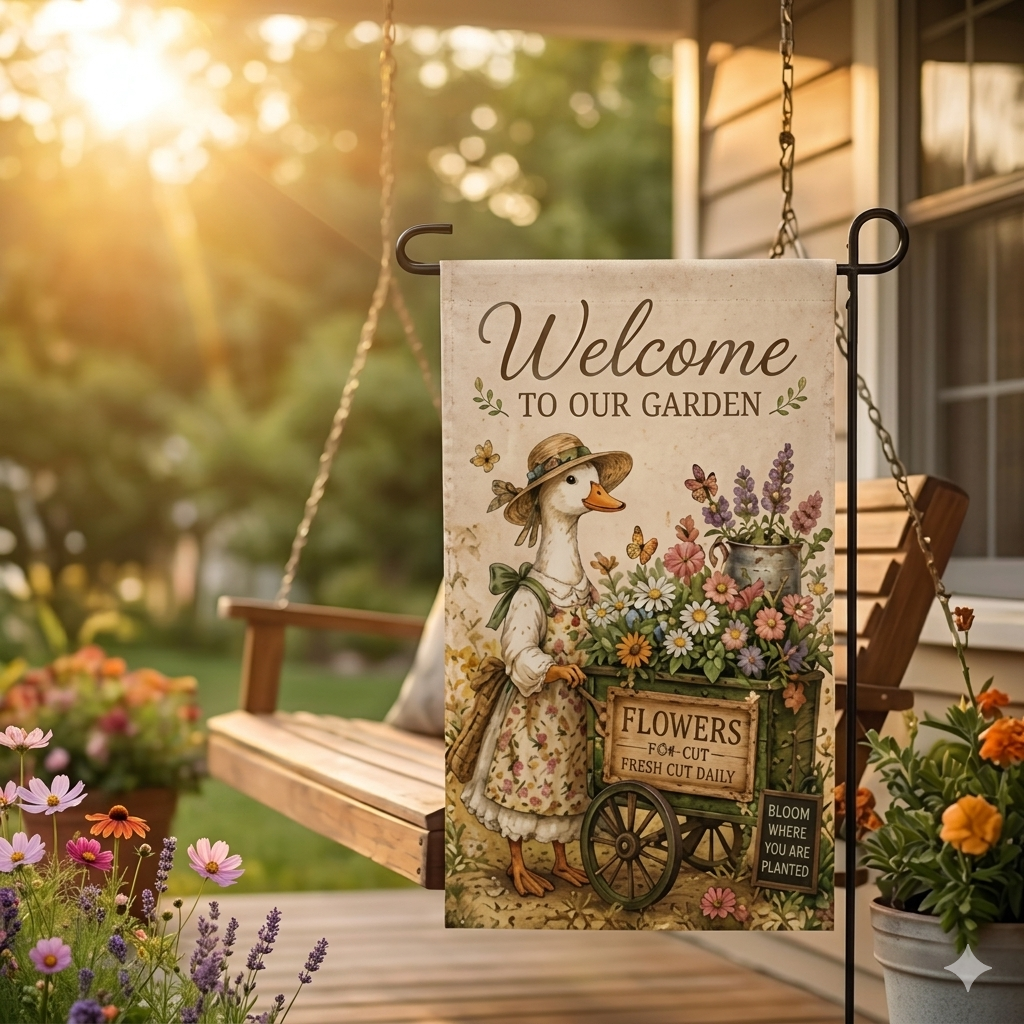 🔥LAST DAY 50% OFF - Goose Flower Market Garden Flag