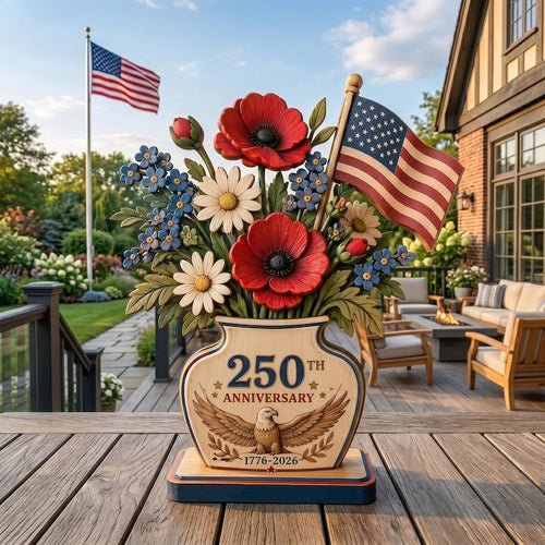 🎇250th Anniversary Patriotic Flower Wooden Block Centerpiece 🇺🇸