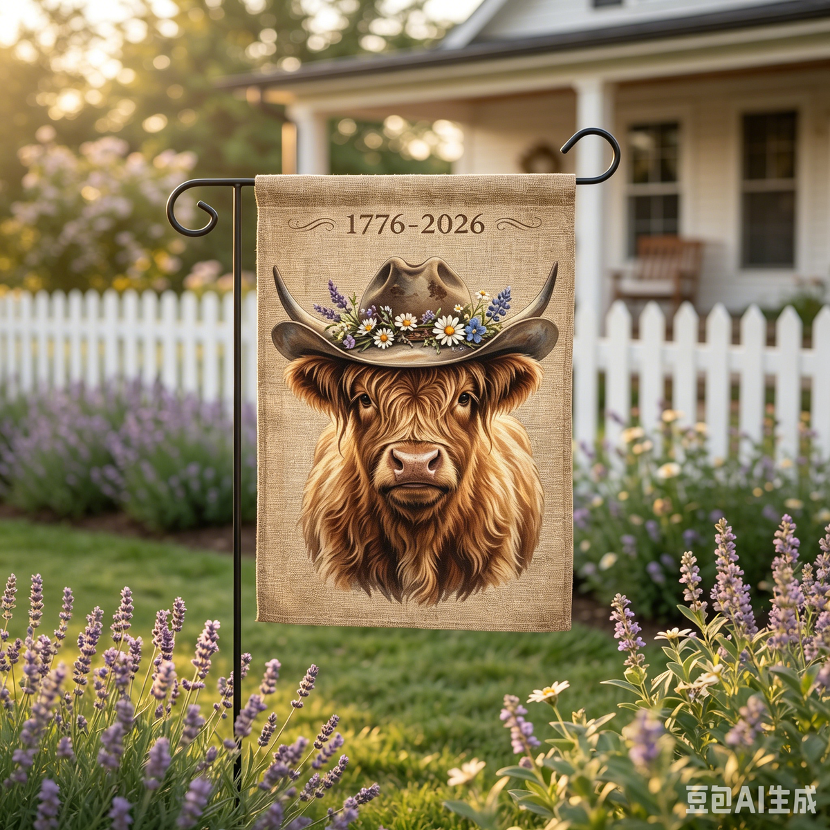 🇺🇸 Highland Cow Patriotic Garden Flag | Celebrate America 250th Anniversary