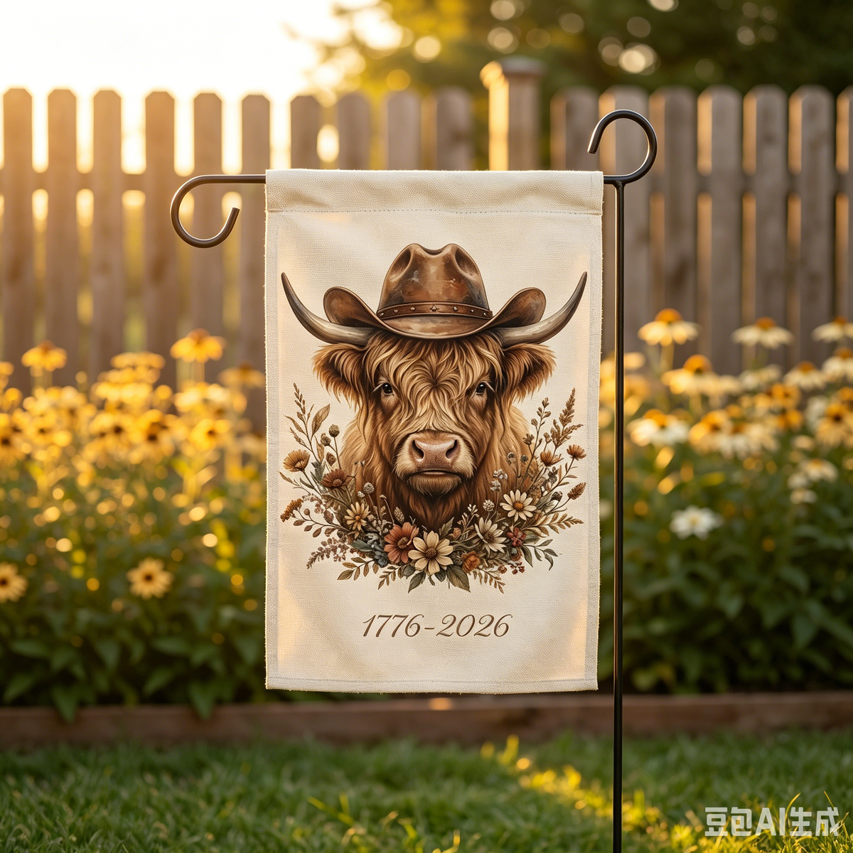 🇺🇸 Highland Cow Patriotic Garden Flag | Celebrate America 250th Anniversary