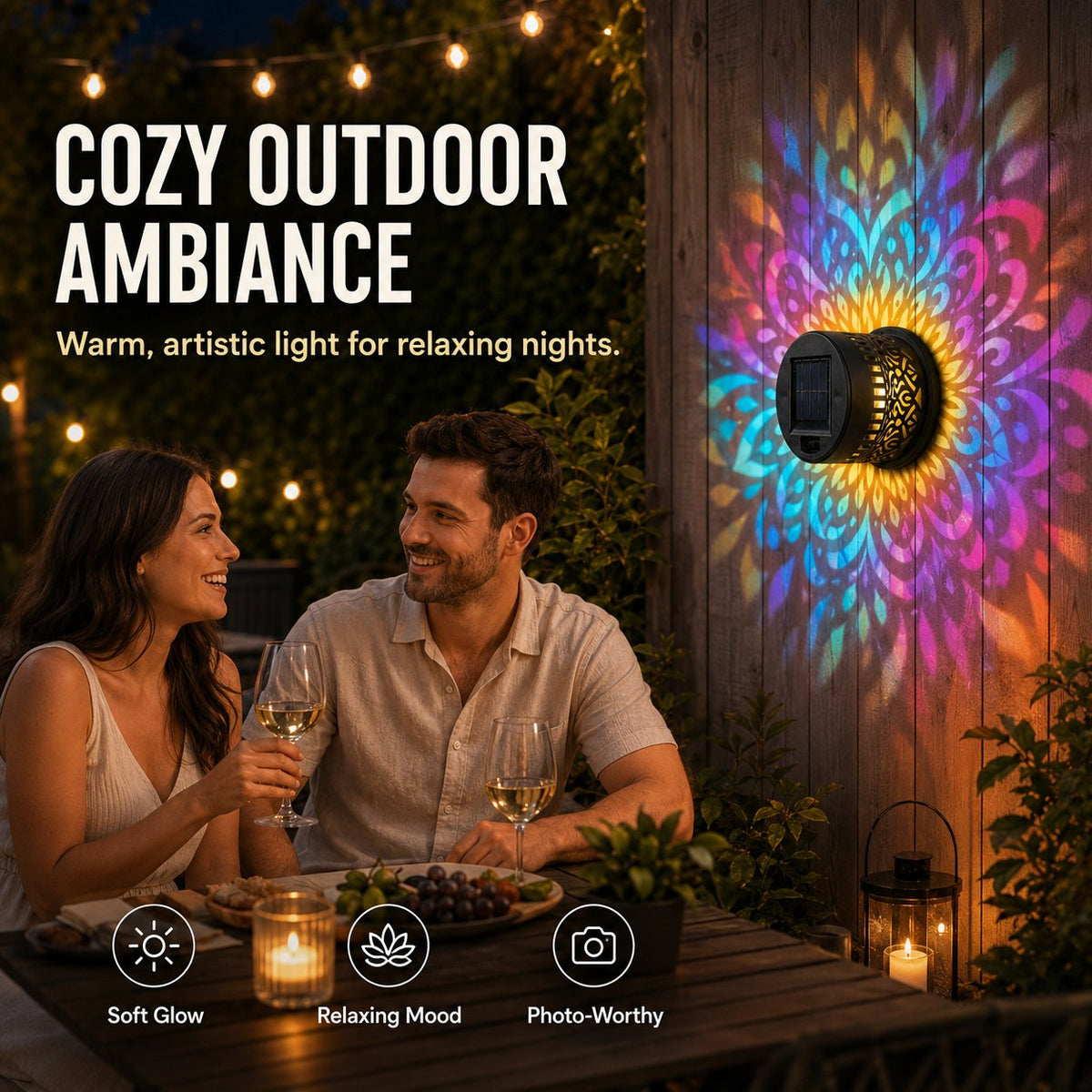 ✨🌈 Mandala Solar Wall Lamp – Magical Patio Night Ambience