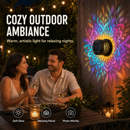 ✨🌈 Mandala Solar Wall Lamp – Magical Patio Night Ambience
