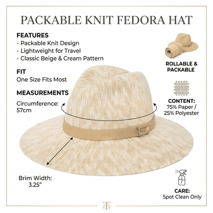 🔥Last Day 49% OFF - Packable Knit Fedora Hat – Lightweight Travel-Ready Style ✨👒