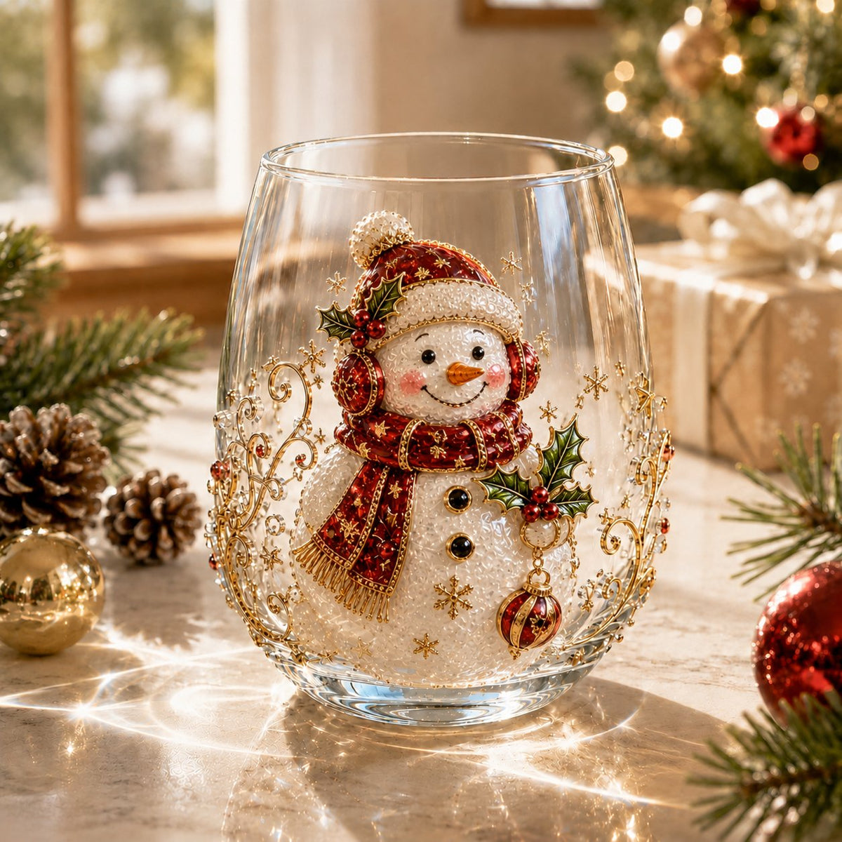 🎄🎄✨ Christmas Glass Art Cup | Luxury  Holiday Glassware for Drinks, Decor & Christmas Gifts 🎁