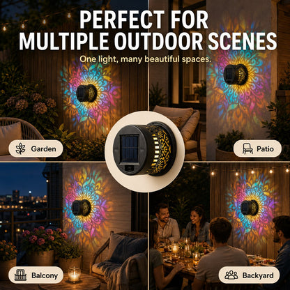 ✨🌈 Mandala Solar Wall Lamp – Magical Patio Night Ambience
