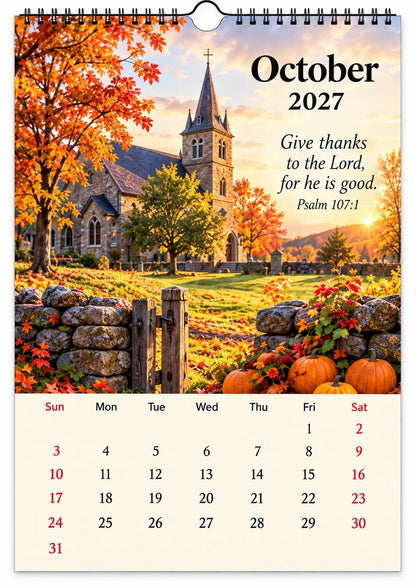 ✝️✝️ 2027 Seasons of Faith Wall Calendar | 12 Months of Christian-Inspired Artwork, Peaceful Countryside Scenes & Shepherd Imagery for Home, Prayer Spaces & Meaningful Gifts 🌿