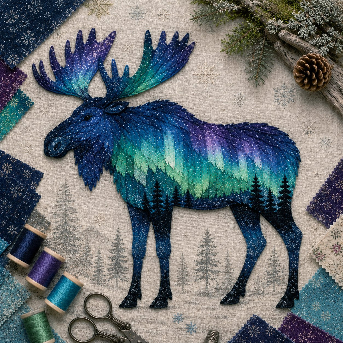 ⏳🌌🌌Last Day 50% OFF - 🐺Northern Lights Wildlife DIY Patchwork Kit