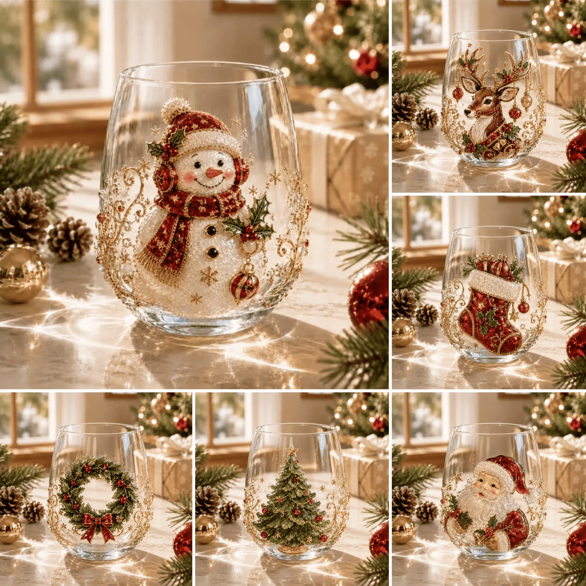 🎄🎄✨ Christmas Glass Art Cup | Luxury  Holiday Glassware for Drinks, Decor & Christmas Gifts 🎁