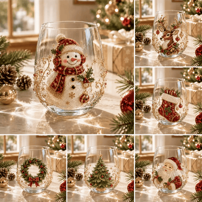 🎄🎄✨ Christmas Glass Art Cup | Luxury  Holiday Glassware for Drinks, Decor & Christmas Gifts 🎁