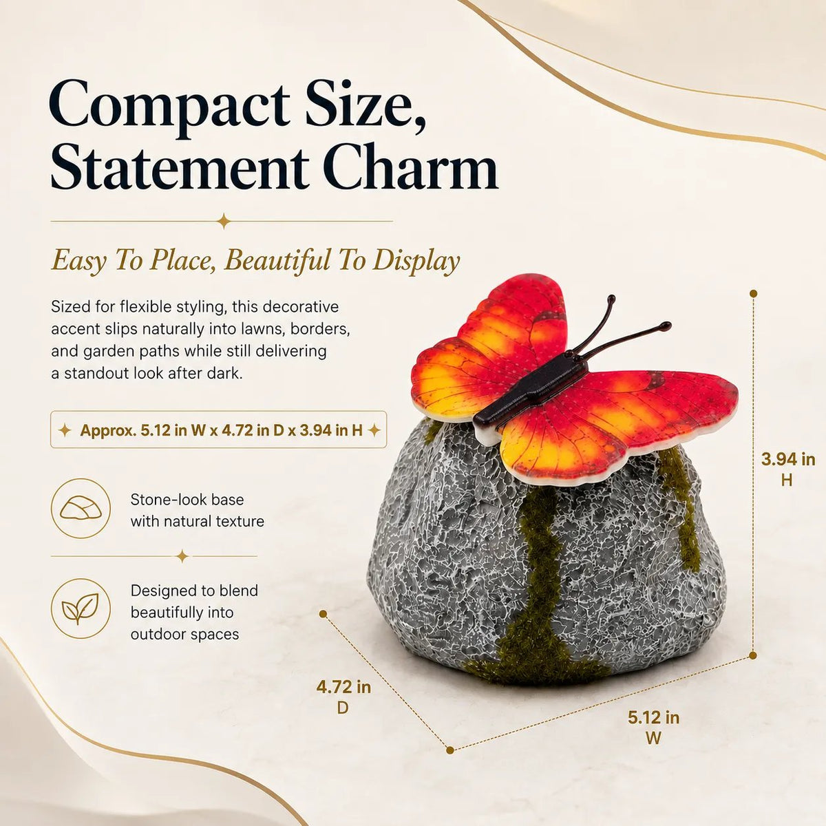 Illuminated Butterfly Stone Garden Light