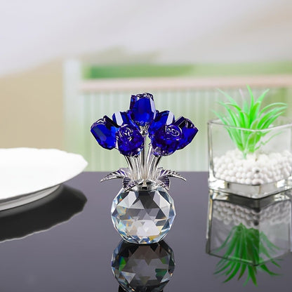 ✨🌸 Colourful Rose Figurine with Vase – Decorative Floral Home Decor Accent