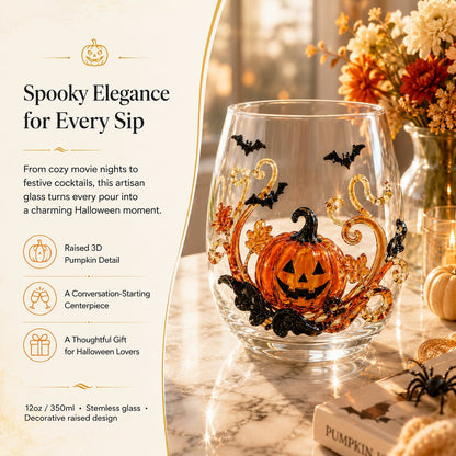 🎃 🎃 3D Halloween Artisan Glassware Collection | For Magical Halloween Sips, Eye-Catching 3D Details, Luminous Festive Party Moments & Cozy Fall Home Bar Glow
