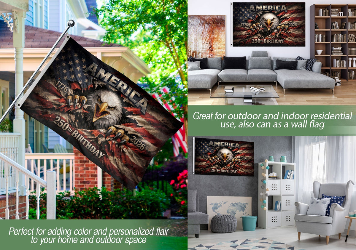 🦅🦅1776-2026 USA 250th Anniversary Flag – Patriotic Eagle Double Sided House Flag