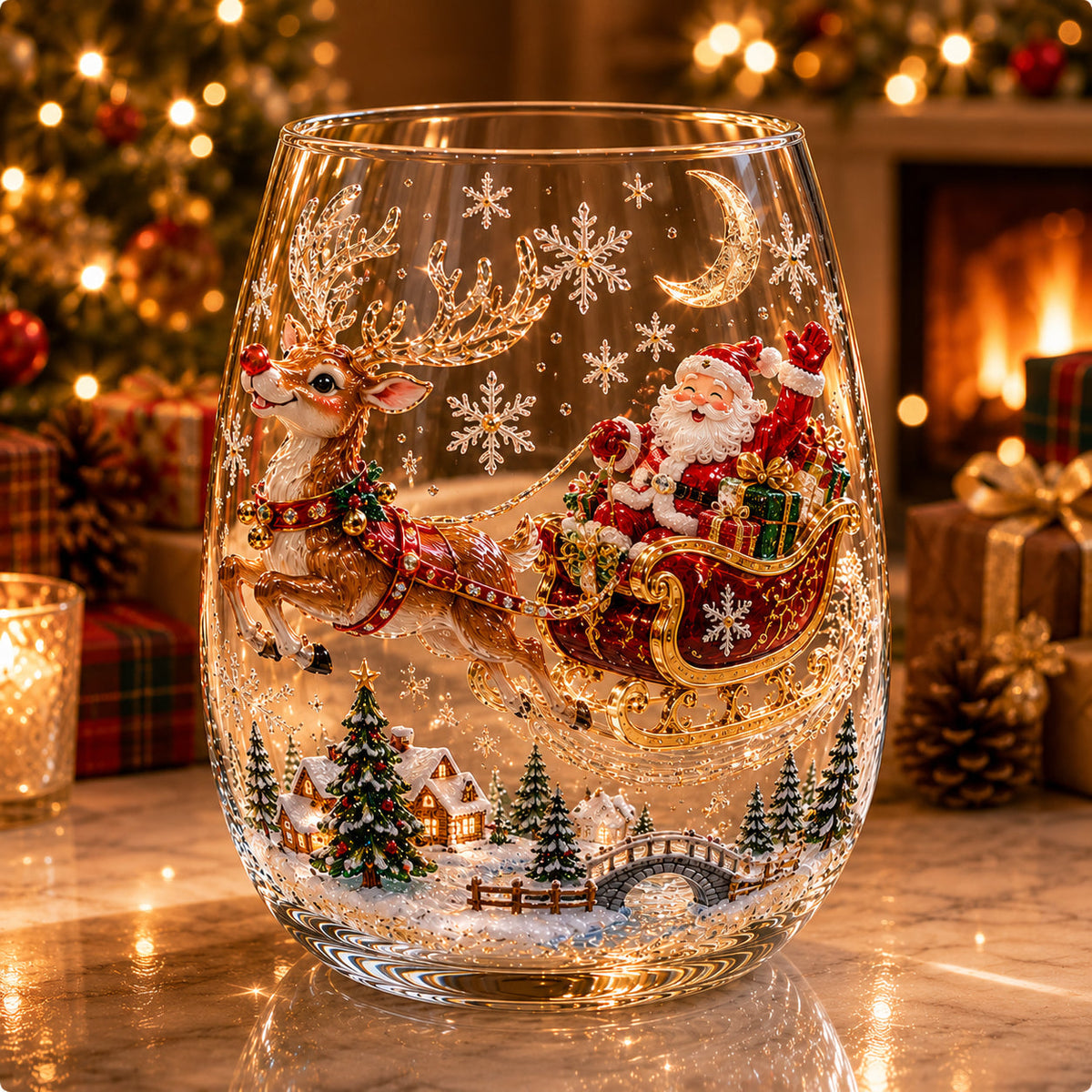 🎅🎅Magical Christmas Glass Cup Collection – Santa, Reindeer, Snowman & Christmas Tree