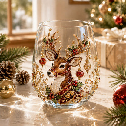 🎄🎄✨ Christmas Glass Art Cup | Luxury  Holiday Glassware for Drinks, Decor & Christmas Gifts 🎁