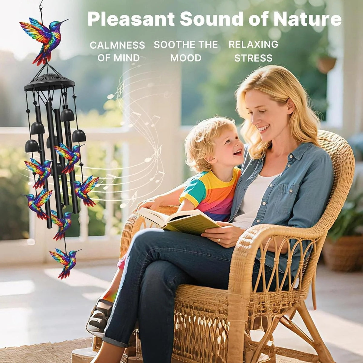 🔥🔥Juneteenth 49% OFF-🐦Vintage Colorful Hummingbird Wind Chime with Metal Tubes and Bells