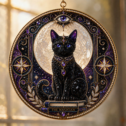 🌙🌙🐈‍⬛ LAST DAY 49% OFF – ✨ Premium 3D Pearl Celestial Black Cat Window Hanging Kit | Luxury Flocked Canvas with Scratch-Resistant Non-Fading Pearl Beads DIY Handmade Moonlight Suncatcher Decor 🔮💎