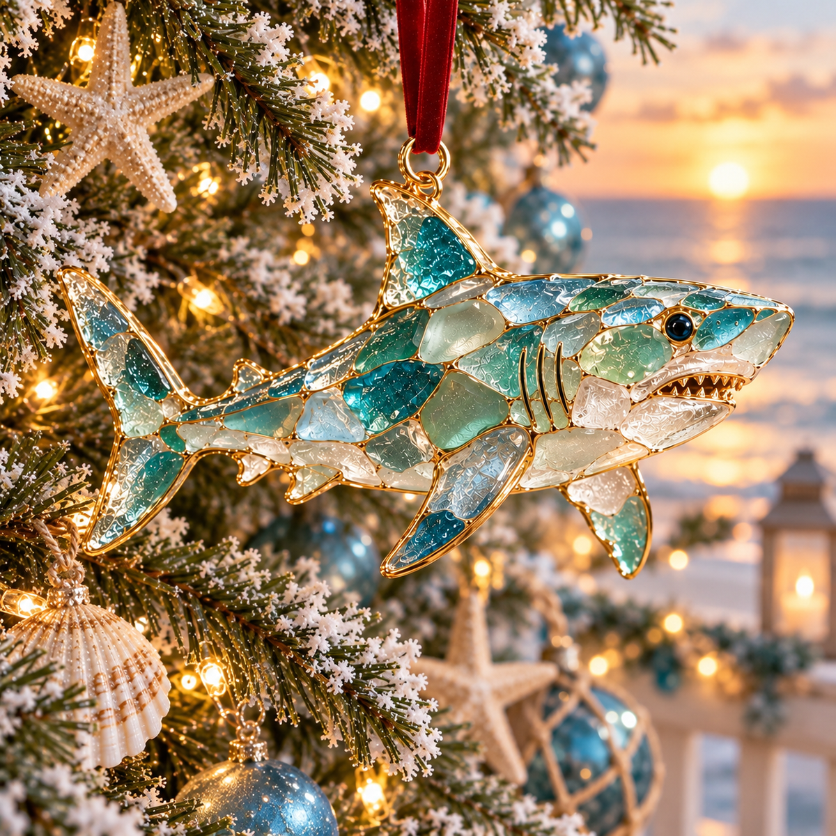 🎅 2026 Christmas Gift 50% Off--2026 Ocean Christmas Series Sea Glass Ornament Collection – Seahorse, Octopus, Jellyfish, Shark, Sea Turtle & Whale Coastal Holiday Keepsakes
