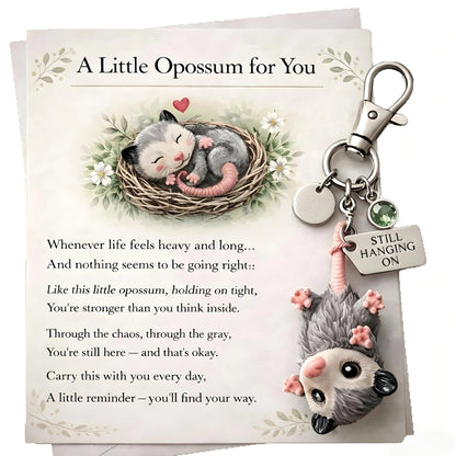 🐁🐁A Little Opossum for You - "Still Hanging On" Keychain & Sentiment Card Set