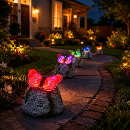 Illuminated Butterfly Stone Garden Light