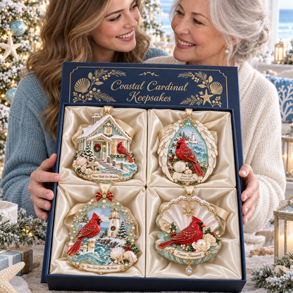 🎅 2026 Christmas Gift 50% Off--Forever Treasured –  Coastal Cardinal Christmas Memorial Ornament Set