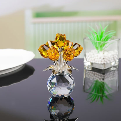 ✨🌸 Colourful Rose Figurine with Vase – Decorative Floral Home Decor Accent