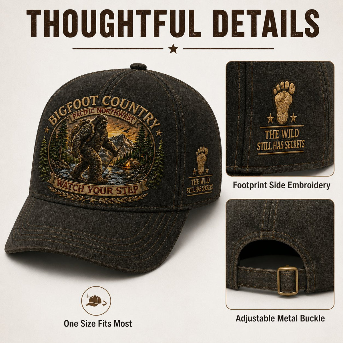 🦶Bigfoot Country Vintage Embroidered Cap – Free Collector Coin Included