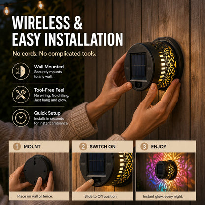 ✨🌈 Mandala Solar Wall Lamp – Magical Patio Night Ambience