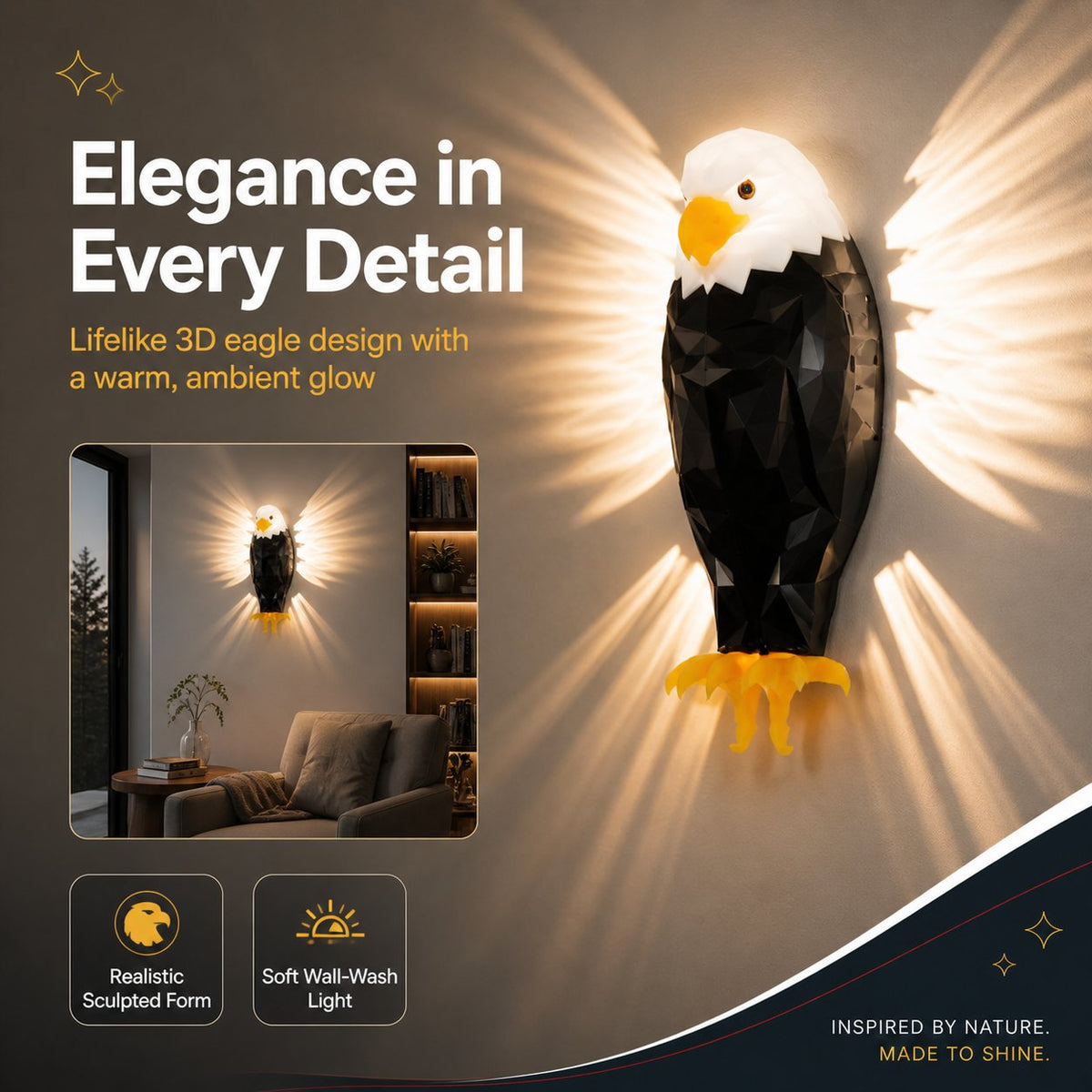Sovereign Glow: The Elite Bald Eagle Wall Luminaire