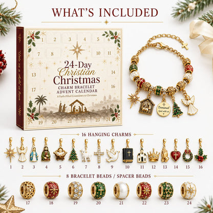🎅🎅 2026 Christmas Gift 50% Off--🎄24-Day Christian Christmas Charm Bracelet Advent Calendar