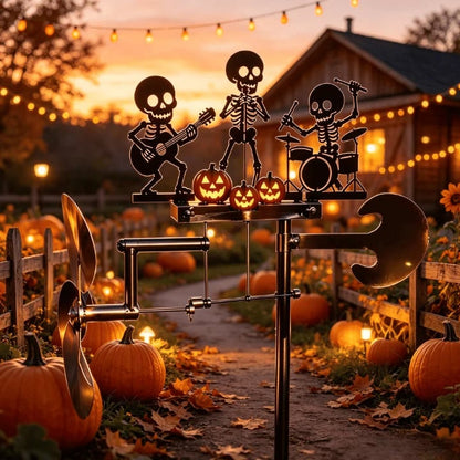 🔥🔥HOT SALE 49% OFF💀🎃Halloween Skeleton Metal Drummer Kinetic Wind Spinner