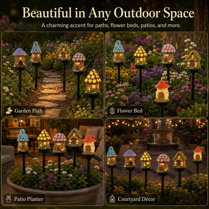 🍄🍄Solar Fairy-Tale Mushroom Cottage Garden Light