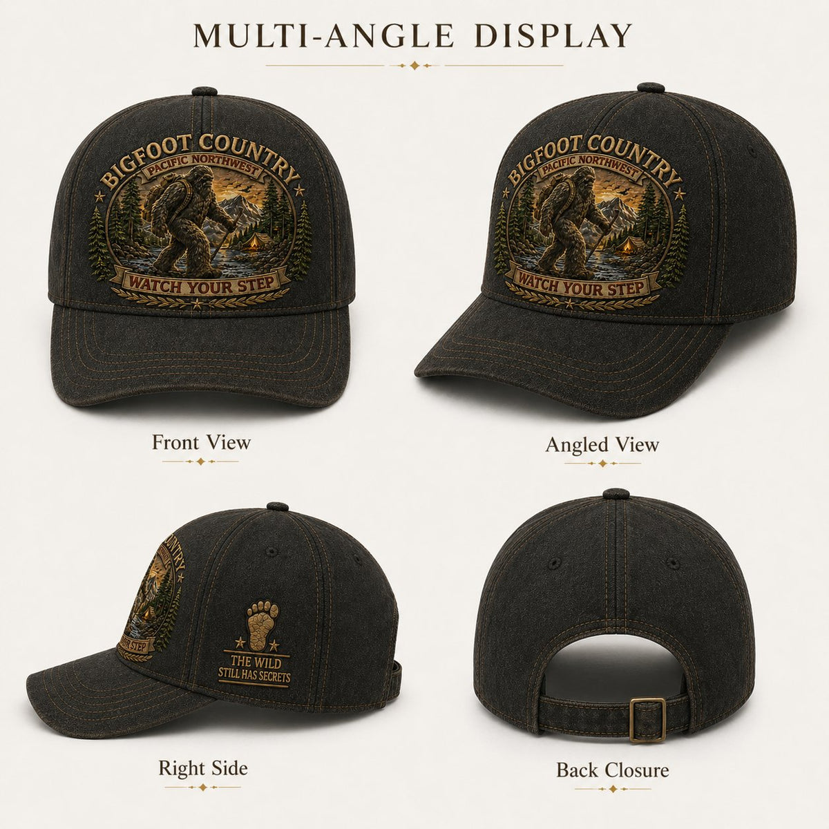 🦶🦶Bigfoot Country Vintage Embroidered Cap – Free Collector Coin Included
