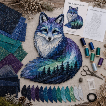 ⏳🌌Last Day 50% OFF - 🐺Northern Lights Wildlife DIY Patchwork Kit