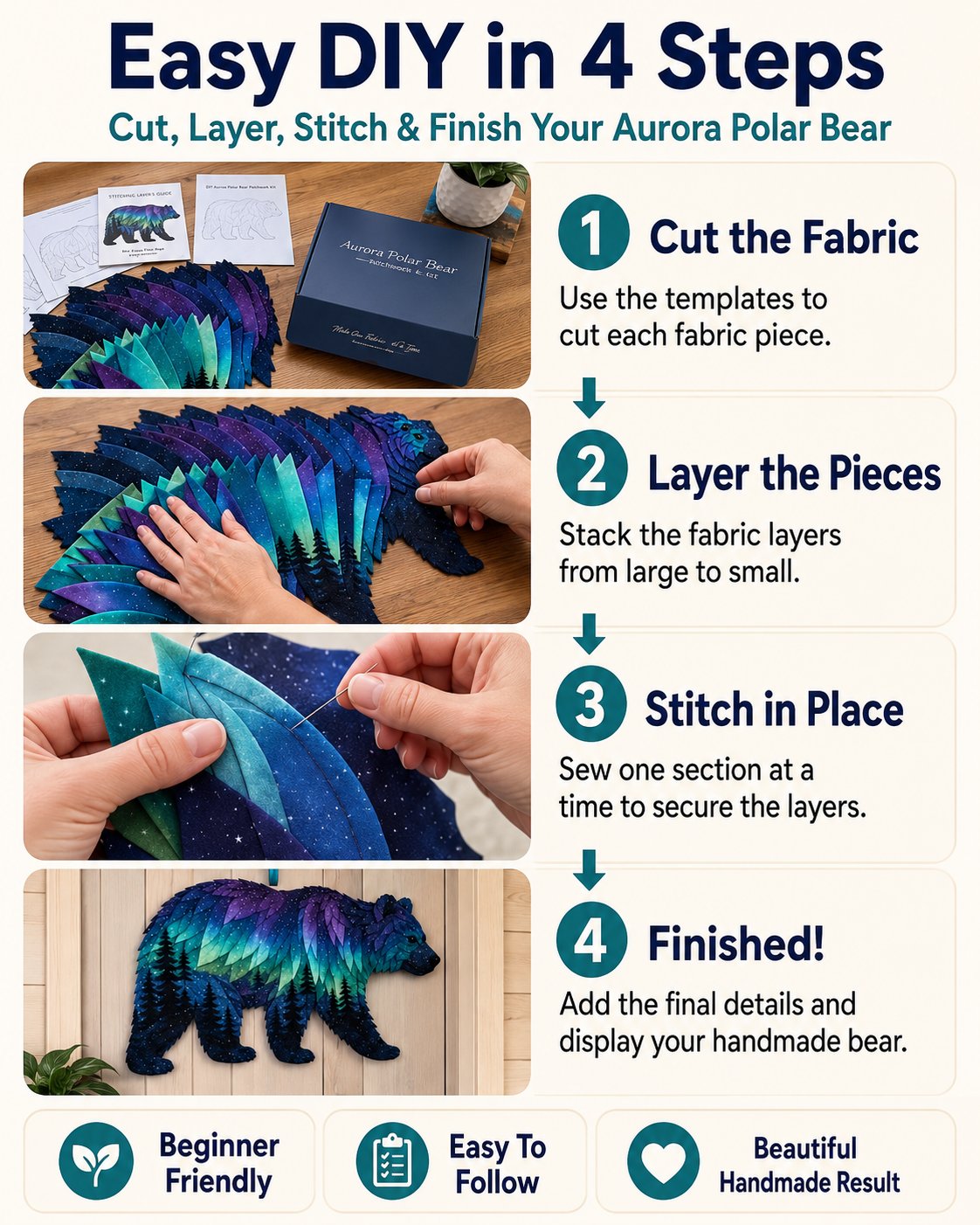 ⏳🌌Last Day 50% OFF - 🐺Northern Lights Wildlife DIY Patchwork Kit