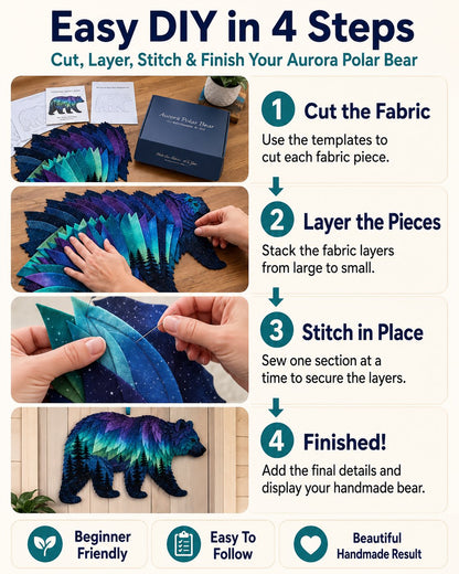 ⏳🌌Last Day 50% OFF - 🐺Northern Lights Wildlife DIY Patchwork Kit