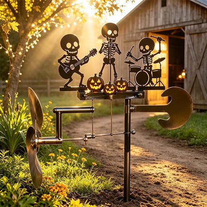 🔥🔥HOT SALE 49% OFF💀🎃Halloween Skeleton Metal Drummer Kinetic Wind Spinner