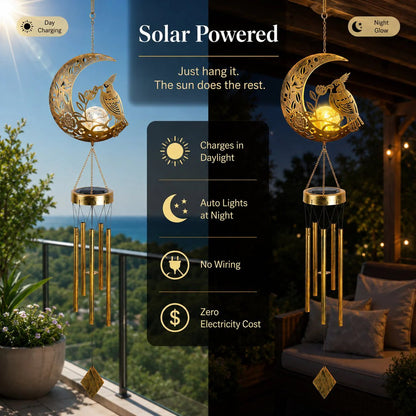 🌙🌙✨ Moon Courtyard Solar Wind Chime