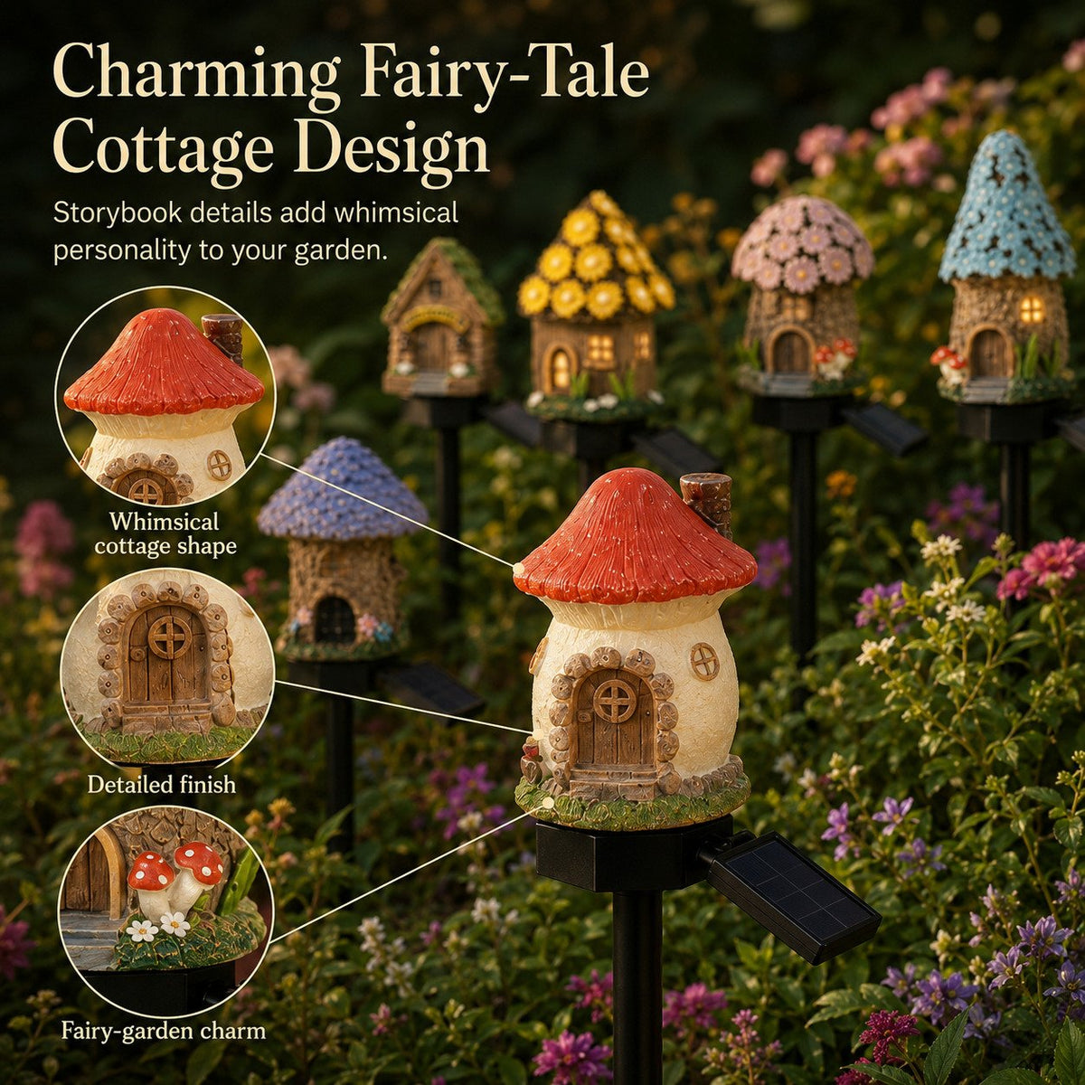 🍄Solar Fairy-Tale Mushroom Cottage Garden Light