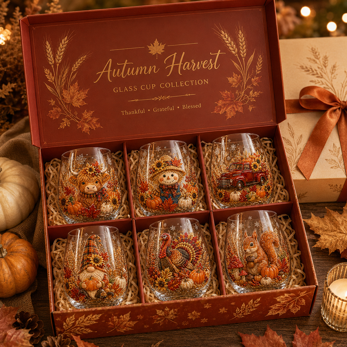🍂🍂✨Autumn Harvest Glass Cup Set