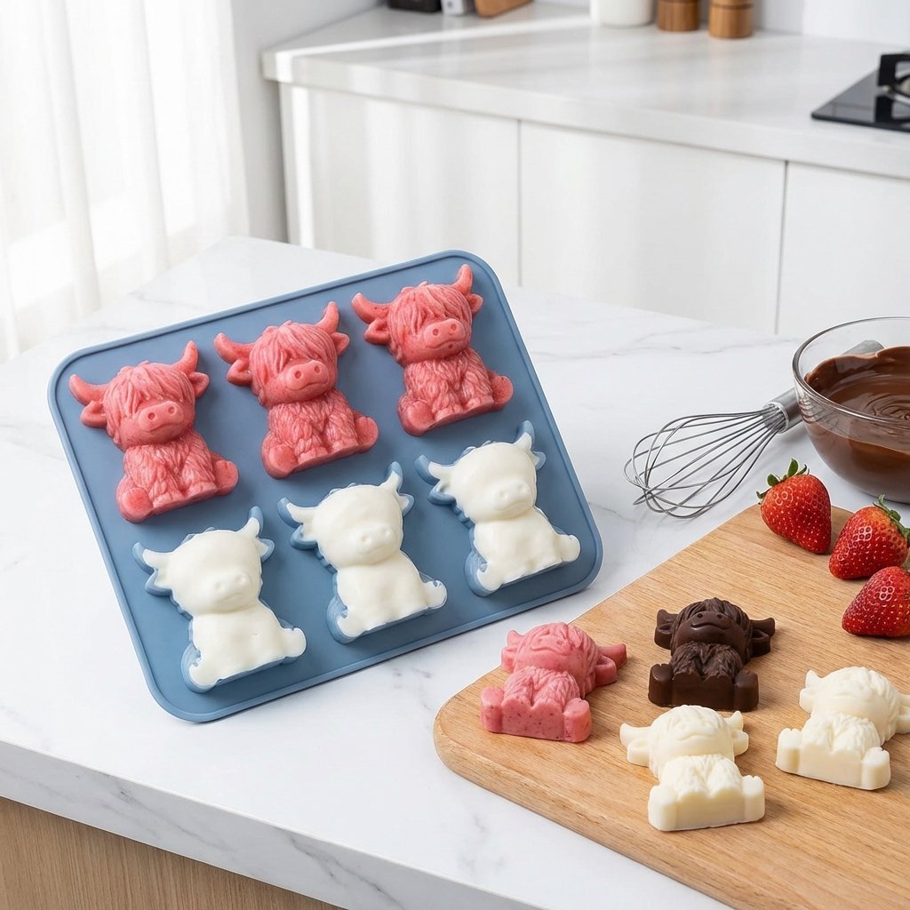 🐮 Mini Highland Cow Ice Cube Mold – Buy 2 Free Shipping