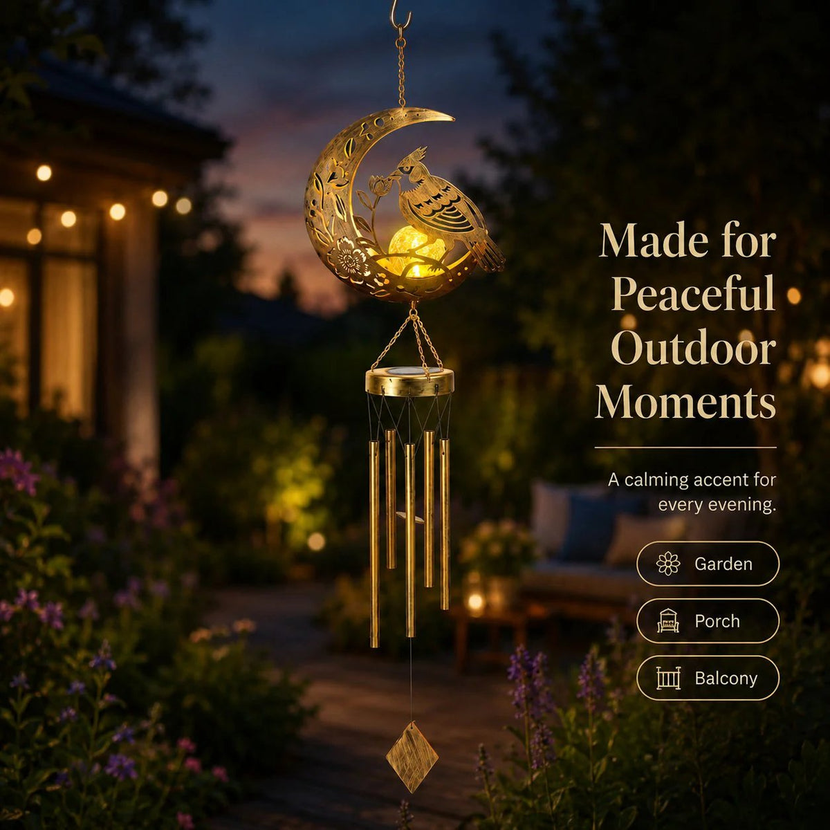 🌙✨ Moon Courtyard Solar Wind Chime