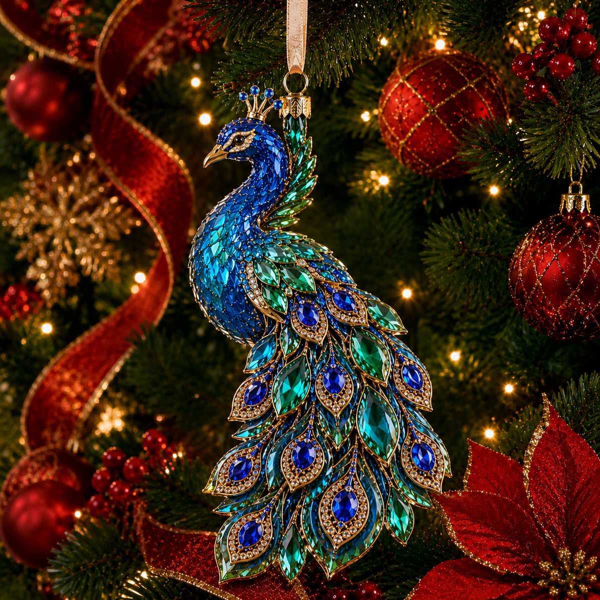 🎅 2026 Christmas Gift 50% Off--💎 Luxury Crystal-Style Christmas Ornaments | Sparkling Gemstone Peacock, Butterfly & Bird Tree Decorations for Elegant Holiday Décor 🎄✨